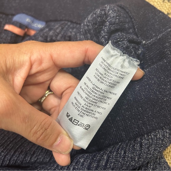 Anthropologie Pilcro Indigo Blue Sweater Ribbed Flare Sweatpants Size L - Picture 9 of 16